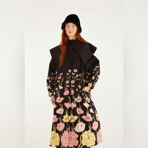 Farm Rio: Black Growing Flowers Raincoat / jacket